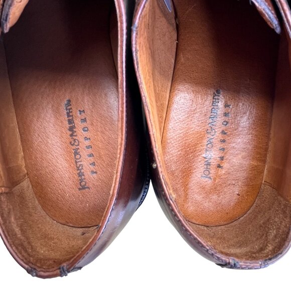 Johnston & Murphy Burrell Dark Mahogany Leather Monk Strap Shoes Size 12M - Picture 7 of 12